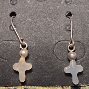 Cross Dainty Sterling Silver Earrings 925